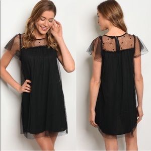 NEW flutter sleeve lace black dress